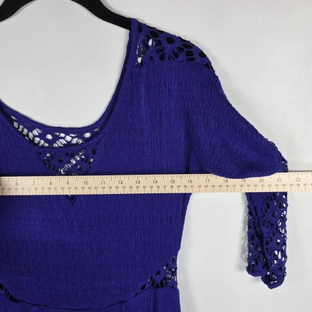 NEW FREE PEOPLE “To The Point”‎ VIOLET MINI Dress w/Crochet Inset F017Z898 Sz XS